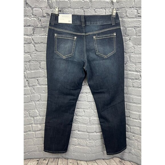 Christopher & Banks Modern Fit Tapered Leg Jeans 12 Short Dark Wash - Picture 2 of 8